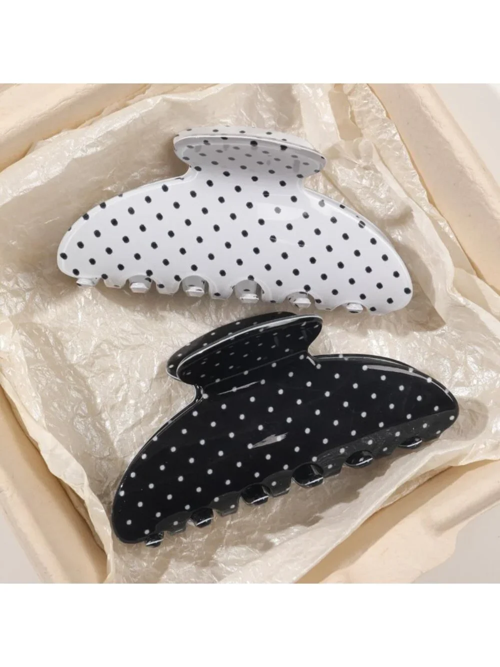 2 Pack Polka Dot Hair Claw Clips - Strong Hold, No Slip, Perfect for Thick or